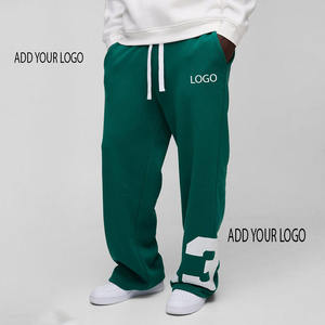 Dark Grey Heavyweight 100% Cotton Fleece Lined Sweatpants Breathable Mid-Waist Drawstrings Custom Puff Print <b>Man</b> <b>Trouser</b> - Product Image 1