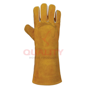 Gants de soudage durables avec couche extérieure en cuir épais Doublure intérieure résistante à la chaleur Manchette longue pour cheminée et four de forgeron - Product Image 2