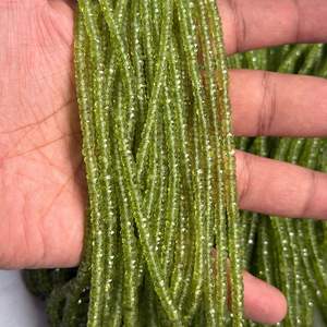 Cuentas Heishi Facetadas de Peridoto Verde de Alta Calidad Premium de 4mm a 5mm para la Fabricación de Joyería - Product Image 5