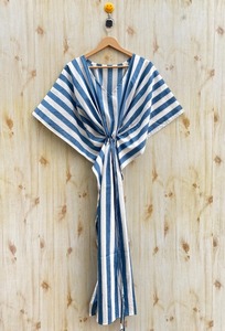 Striped Print Cotton <b>Kaftan</b> Woman's Night Suit Casual Maxi <b>Dress</b> Natural Waistline Perfect Beach Cover Bikini Cover Mom's Gift - Product Image 4