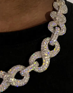 Iced Out Cuban Chain Round cut <b>Moissanite</b> Diamond <b>Necklace</b> - Product Image 1