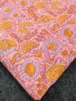 Tissu en coton indien fait main avec broderie imprimée bloquée à la main Tissu en lin floral Design imprimé à la main