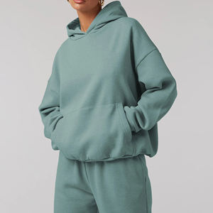 Ensemble de survêtement décontracté pour femmes de haute qualité en molleton/coton, deux pièces, couleur unie, taille oversize - Product Image 5
