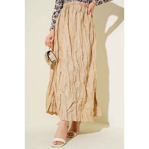 Jupe plissée plissée beige pour femme - Product Image 2