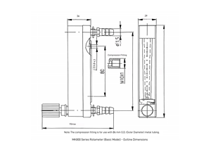 MRO800 ガラス管ロータメーター空気ガス流量計 0.8-8 L/h ステンレス鋼可変面積制御バルブラボ窒素パージホース - Product Image 6