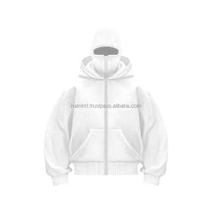 Sudadera con capucha y cremallera completa enmascarada de gran tamaño Unisex, ropa de calle de lana pesada, chaqueta cálida de invierno para la cara, estilo informal a la moda para exteriores - Product Image 5