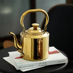 <b>Vintage</b> Brass <b>Teapot</b> with Handle and Spout Decorative Golden Kettle for Serving or Gifting Traditional Home Table Display - Product Image 4