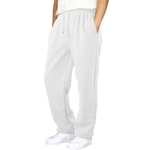 Sudaderas personalizadas Jogger en blanco Pantalón de chándal de pierna ancha Pantalones holgados de algodón Pantalones rectos bordados lavados Pantalones de hombre - Product Image 6
