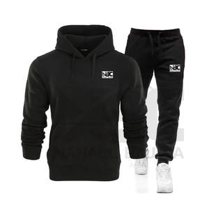 Wholesale Custom Two Piece Set Cotton Terry Fitness Gym Sweatsuit Men Custom LOGO <b>Plain</b> <b>Tracksuits</b>. - Product Image 1