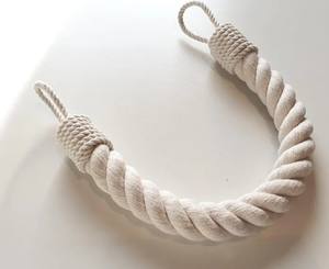 Minimalist <b>Curtain</b> Tiebacks <b>White</b> Cotton Rope Handmade - Product Image 1