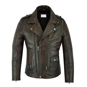 Alta demanda Fivestar Denim Sheep Leather Vintage D Pocket Road Master Plus Size Chaqueta para hombre Bordado Skull Design Elegante - Product Image 1