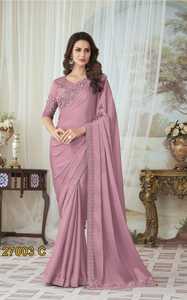 Dernier sari en soie lourde brodée de dentelle de créateur par FabZone - Product Image 5