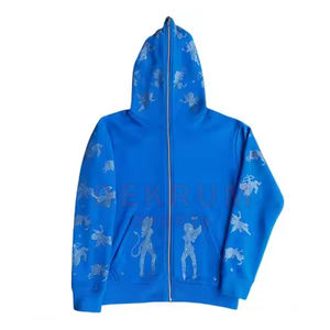 Tissu respirant pull Style hommes strass à capuche poche Style fait haute vente strass à capuche - Product Image 3