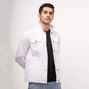 Vestes pour hommes de haute qualité Veste en jean décontracté de couleur unie Veste en jean pour hommes à boutons couverts - Product Image 3