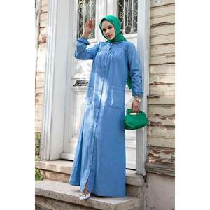 Robe en jean boutonnée sur le devant Bleu clair - Product Image 2