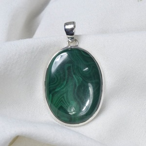 Colgante de piedras preciosas de malaquita de Plata de Ley 925, diseño de tendencia para bodas y amor, joyería chapada en oro con estampado 925 - Product Image 3