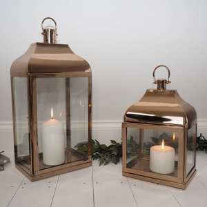 <b>Rose</b> <b>Gold</b> Metal Modern Handmade <b>Candle</b> Lanterns and Glossy Plain Glass High Quality Home Garden Decor for Christmas - Product Image 6