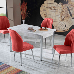 Juego de Mesa de Comedor con 6 Sillas Extensibles, Mesa de Mármol de Lujo de Estilo Europeo Moderno Más Vendida, Fácil Instalación para el Hogar, Económico - Product Image 1