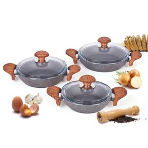 SET di pentole in granito legno grigio