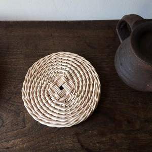 Natural Handmade <b>Woven</b> Bamboo Rattan Coasters Neutral Minimalist Wicker Bohemian Indie Coasters Home & Kitchen - Product Image 3