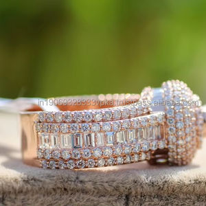 Anillo Clásico de Moissanita Estilo Hip Hop, Plata de Ley 925 Chapada en Oro, Engaste Pavé, Uso Diario, Pasa la Prueba del Diamante Simulado, Unisex - Product Image 2