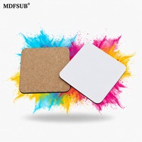 Sous-verre carré en MDF de 95 mm certifié REACH & CARB P2 avec dos en liège, blanc brillant, pour sublimation, tapis de tasse à presser à chaud, logo personnalisé MDFSUB