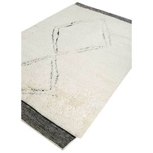 Zuri Ivory Wool <b>Rugs</b> Hand Knotted Geometric Pattern Living Room Carpet for Entryway Hallway Teen's <b>Space</b>-Model Number SKWL-426 - Product Image 2