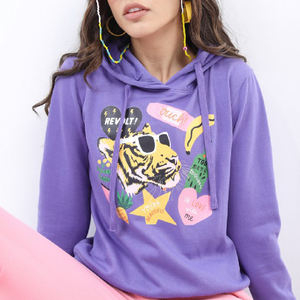 Casual, ropa de calle, hombro caído, transpirable, respetuoso con el medio ambiente transpirable invierno logotipo personalizado estampado mujeres sudaderas con capucha en color sólido - Product Image 4