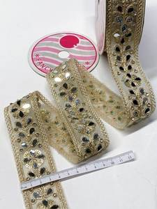 Premium Mirror Embroidered Lace Fabric for Garments & Decor Designer Mirror Embroidered Lace <b>Trim</b> for Apparel & Accessories - Product Image 4