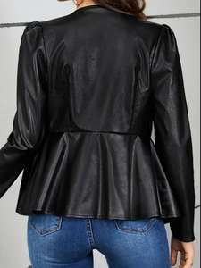 CAS'T E FO'R INTERNATIONAL Chaqueta de cuero sólido ecológica para mujer Tallas grandes Streetwear Moda - Product Image 5