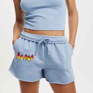 Wholesale Summer Casual Women's <b>Board</b> Shorts 100% Cotton Custom Heat-<b>Transfer</b> Printed Logo Mid Waist Plain Hem Quick Dry - Product Image 3