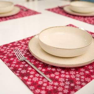 Juego de manteles individuales rojos de algodón 100% de 3 piezas con patrón de nieve, manteles decorativos de 35x45cm, accesorios de mesa de comedor elegantes y duraderos - Product Image 2