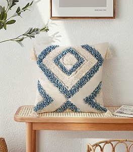 MORE Boho Decorative <b>Throw</b> <b>Pillow</b> Cover, Woven Tufted <b>Pillow</b> Cover with Tassels Diamond Pattern <b>Pillow</b> Covers - Product Image 2
