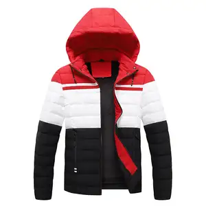 Jaqueta quente corta-vento masculina nova moda outono inverno parka com capuz casual leve acolchoada de algodão