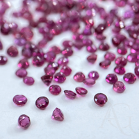 Rubis naturel en gros, forme ronde facettée, pierre précieuse non montée traitée thermiquement pour la fabrication de bijoux, petite taille