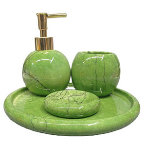 Ensemble d'accessoires de salle de bain 4 pièces en marbre rond, ensemble de bain en marbre bleu ciel, ensemble de bain en marbre rose fait main - Product Image 2