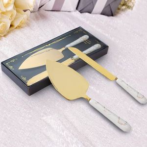 Vente chaude couleur or métal gâteau serveur Simple plaine manche en bois couteau à gâteau haute qualité couverts décoratifs pour gâteau servant - Product Image 4
