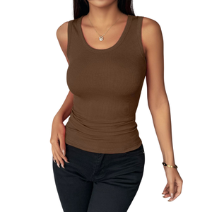 Tank <b>Top</b> Women Wholesale Knitted Cotton Sleeveless Breathable Eco-Friendly <b>Feathers</b> Streetwear Casual Fashion Summer Collection - Product Image 4