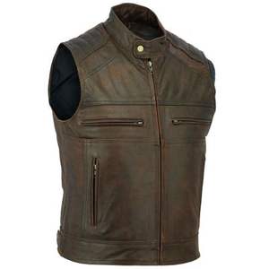 Chalecos de cuero genuino para hombre de High Street Diseño desgastado hecho a mano a prueba de viento y transpirable Reversible para la temporada de invierno - Product Image 3