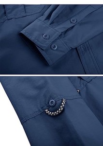 El mejor diseño cómodo Camisa de carga para hombres Tela de franela Anti-retráctil Transpirable Última tendencia Estilo Safari Venta caliente Precio barato - Product Image 5