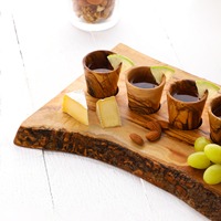 Ensemble de 5 verres à shot en bois d'olivier |   Vaisselle tunisienne artisanale |   Gravure personnalisée