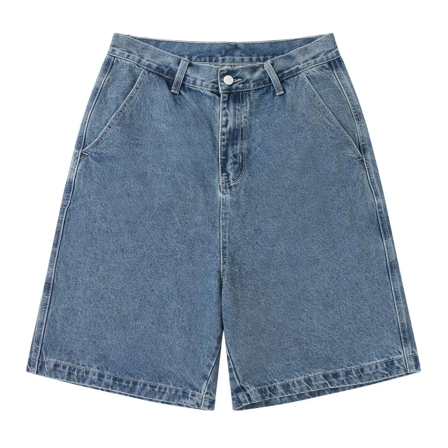 Manufacturer Custom Logo Men's Bulk Street Wear Acid Wash Loose Fit Baggy Jorts Blank Oversized Cargo Denim Jeans Shorts for Men