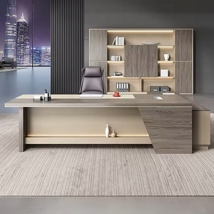 Escritorio Ejecutivo de Madera Hecho a Mano, Diseño Moderno, Mesa de Oficina con Panel y Gabinete de Almacenamiento Integrado, para Gerencia Corporativa - Product Image 2