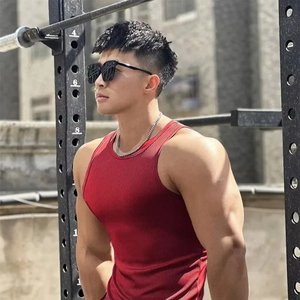 Ropa de verano para hombre, camisa deportiva, chaleco elástico ajustado de alta calidad, Camiseta básica sin mangas, camiseta de manga corta - Product Image 5