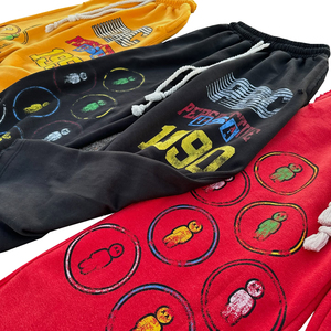 กางเกงวอร์มผู้ชายทรงวินเทจผ้าหนา ฟรีเชอร์เทอร์รี่ ขากว้าง ล้างสีแบบแอซิด ทรงบานหลวม - Product Image 2