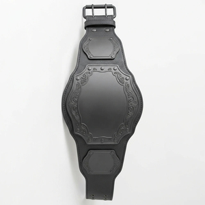 Ceinture de champion personnalisée, entièrement noire, avec plaques métalliques mates, en cuir vierge, pour boxe, MMA, lutte - Product Image 1