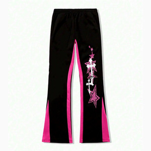 Custom 2025 <b>Men's</b> <b>Trousers</b> Lightweight Organic Flare Sweatpants 3D Screen Printing Casual Drawstring Plus Size Custom Stacked - Product Image 1