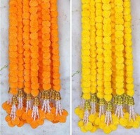Nouvelle Guirlande de Fleurs Artificielles en Poly Synthétique Faite à la Main, Longue Durée, Imperméable, pour Décoration de Mariage Indien, Maison, Motifs Marigold et Mango Bell