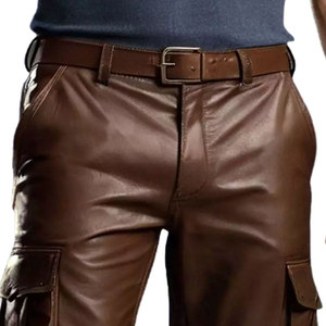 OEM Service High Quality Leather Shorts for Men <b>Elastic</b> Waist Canvas Breathable Custom Design Streetwear Wholesale - Product Image 3