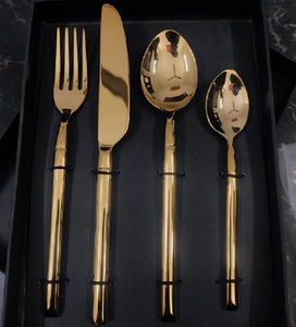 Vajilla de restaurante de alta calidad, juego de vajilla elegante, juego de cubiertos de lujo Chapado en cobre con mango largo resistente, Juego de 4 piezas - Product Image 1